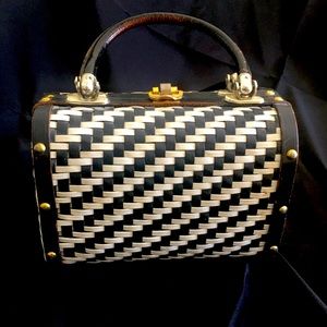 Vintage Black & White Woven Handbag